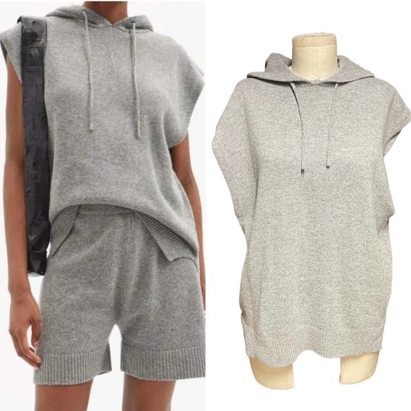 Frankie Shop Juno Sleeveless Knit Hoodie Grey Melange Size XS/S - Picture 1 of 12